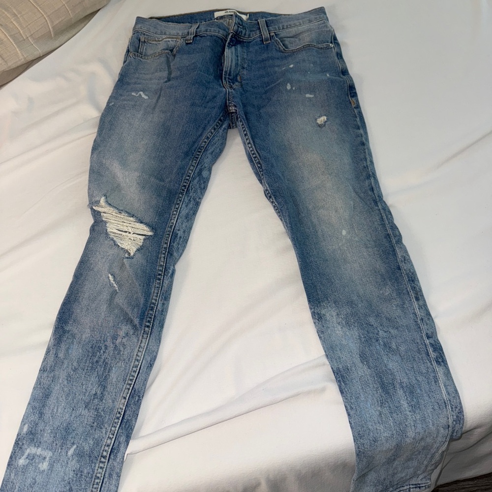 Hudson Jeans Men's Light Blue Distressed Slim Jeans